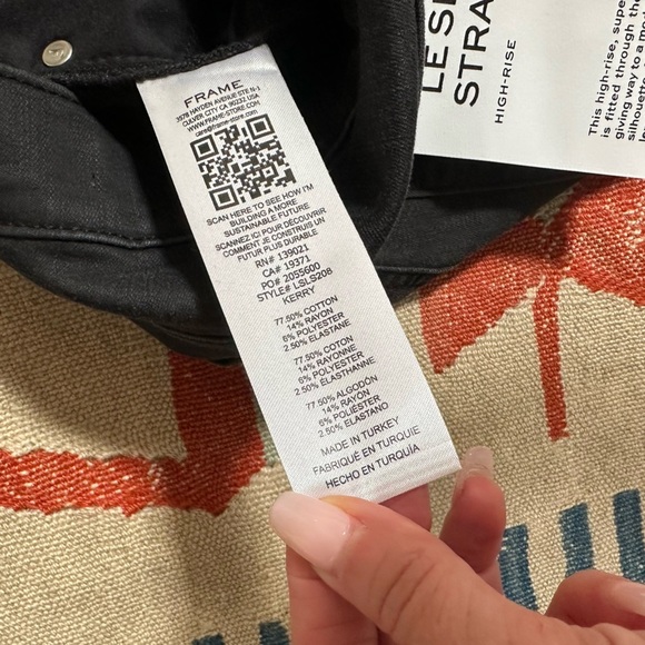 FRAME Le Sleek Straight Jeans In Kerry Dark Grey Black Luxury NWT - Picture 13 of 15